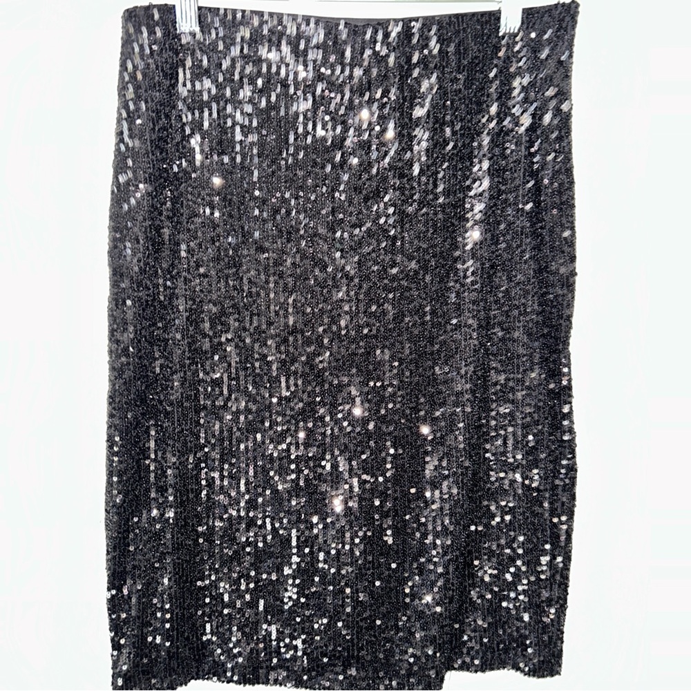 Cable & Gauge Black Sequin Pencil Skirt Cocktail